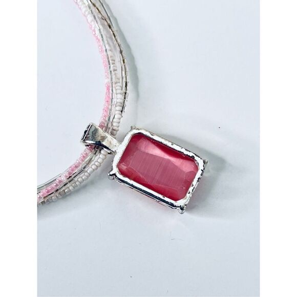 Beaded Pink Necklace, Pink Long Necklace, Silver Bracelet Jewelry Buy 3/$18 - Picture 5 of 12
